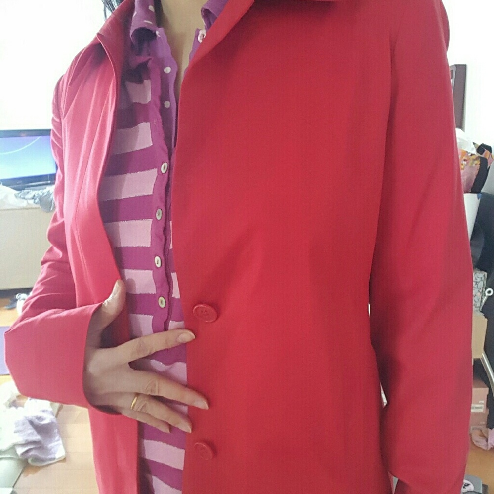 Theory red blazer coat
